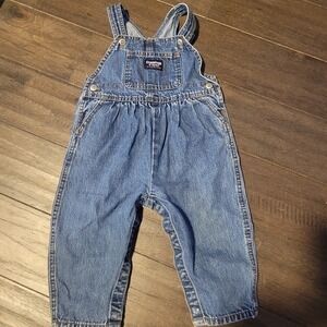 Vintage Baby Girls Oshkosh Bgosh Blue Denim Vestbak Overalls 18 Mo